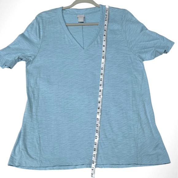 Chico's Seamed Slub Seamed Elbow Tee Top Poolside Blue Knit Women's 2 (L) - Picture 5 of 10